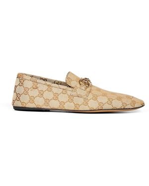 Gucci Gg Canvas Horsebit Loafers - Natural
