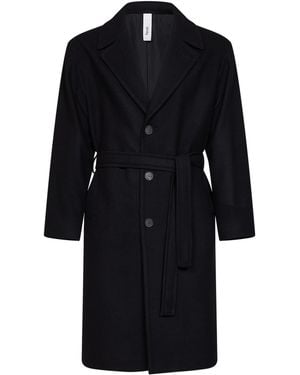 Hevò Cappotto Monopetto Con Cintura Ostuni - Nero