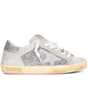 Golden Goose Suede And Glitter Super-Star Trainers - White