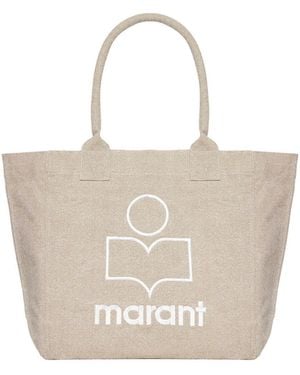 Isabel Marant Small Yenky Faded Cotton Bag With Logo - White