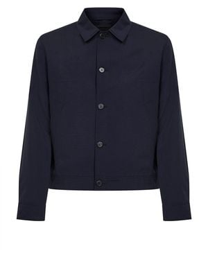 Prada Abbigliamento Virgin Wool And Mohair Canvas Blouson - Blue