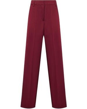 Blanca Vita Burgundy Satin Plettro Palazzo Pants - Red