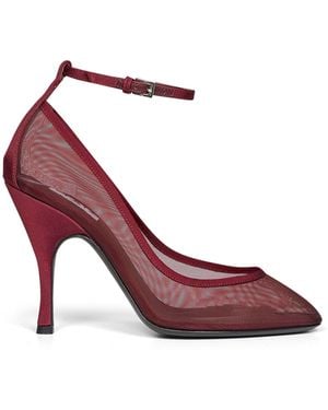 Alaïa Burgundy Mesh Strappy Court Shoes - Pink