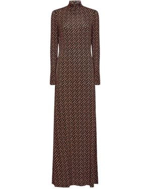 Rabanne Floral-Print Stretch Jersey Maxi Dress - Brown
