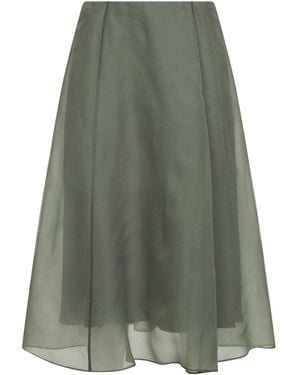 Brunello Cucinelli Crispy Silk Circle Skirt - Green