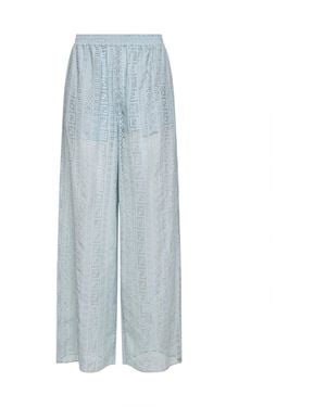 Fendi Light Burnout Silk Blend Pajama Pants - Blue