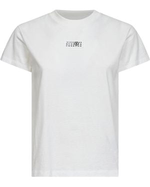 MM6 by Maison Margiela Off- Breathable Cotton Jersey Numeric T-Shirt - White