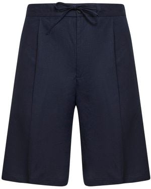 Hevò Linen Blend Torre Lapillo Bermuda Shorts - Blue