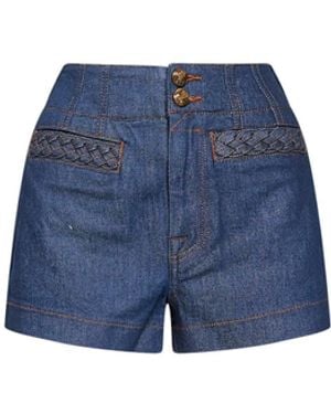 Zimmermann Ink Stretch Denim Aster Shorts - Blue