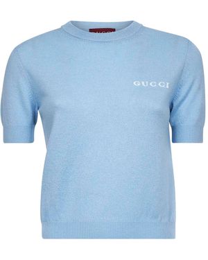 Gucci Light Wool Intarsia Top - Blue