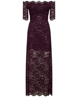 Rabanne Layered Lace Long Dress - Purple