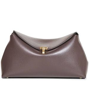 TOTEME Clutch Bag T-Lock Leather - Brown