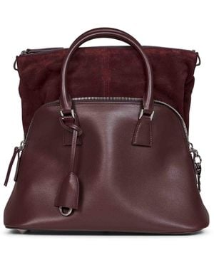 Maison Margiela Burgundy 5Ac Soft Medium Handbag - Purple