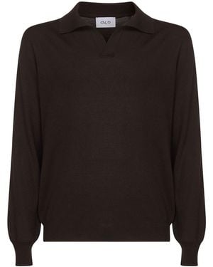 D 40 Virgin Wool Knit Buttonless Polo Shirt - Black
