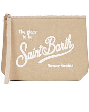 MC2 Saint Barth Aline Embroidered Clutch Bag - Natural