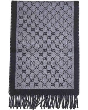 Gucci Wool Scarf With Gg Pattern - Multicolor