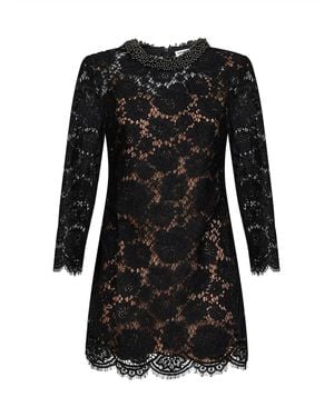 Self-Portrait Lace Long-Sleeved Mini Dress - Black