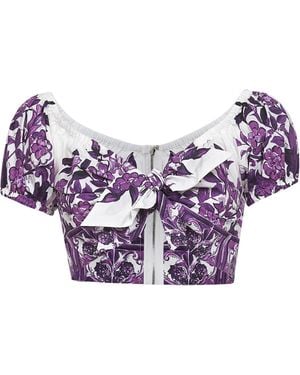 Dolce & Gabbana Maiolica Print Poplin Top - Purple