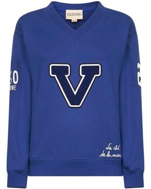 Valentino Felpa College "V" - Blu