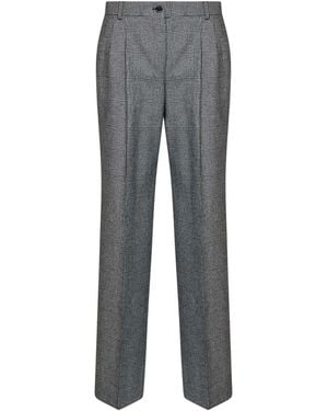 Dolce & Gabbana And Prince Of Wales Check Wool And Cashmere Straight-Leg Trousers - Grey