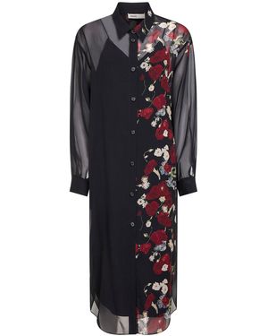 KHAITE Printed Chiffon Midi Dress - Blue