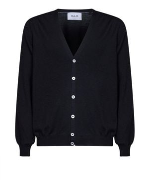 D 40 Virgin Wool Knit V-Neck Cardigan - Blue