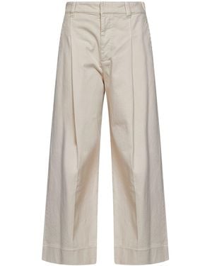 Brunello Cucinelli Oat Milk Denim-Effect Twill A-Line Pleated Pants - White