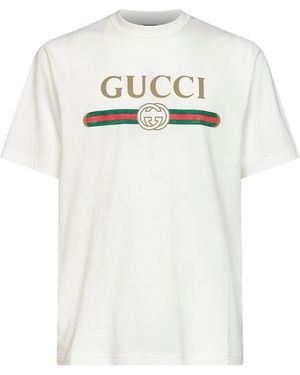 Gucci Chalk Printed Silk Blend Jersey T-Shirt - White