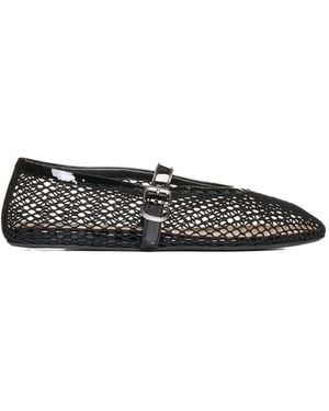 Alaïa Patent Leather-Trimmed Mesh Ballet Flats - Black