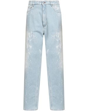 MM6 by Maison Margiela Light Painted Denim Straight-Leg Jeans - Blue