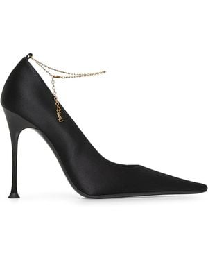 Saint Laurent Crãªpe Satin Rãgine Court Shoes - Black