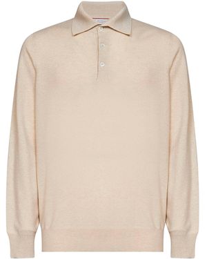 Brunello Cucinelli Polo Shirt Champagne Cashmere - Natural