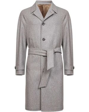D 40 Stone Virgin Wool Belted Coat - Grey