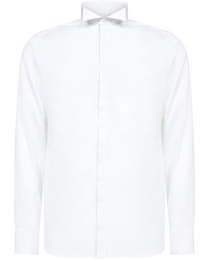 D 40 Cotton Poplin Wing Collar Shirt - White