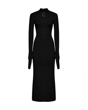 AINT EIJA Stretch Jersey Midi Dress With Jewelled Detail - Black