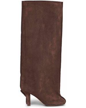 MM6 by Maison Margiela Dark Suede Anatomic Boots With Tubular Shaft - Brown