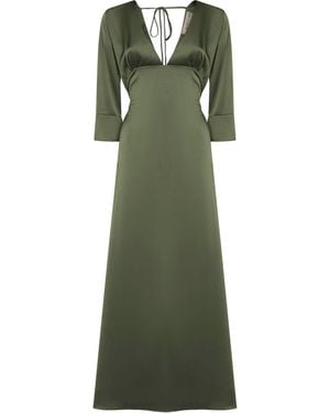 Blanca Vita Satin Albox Long Dress - Green