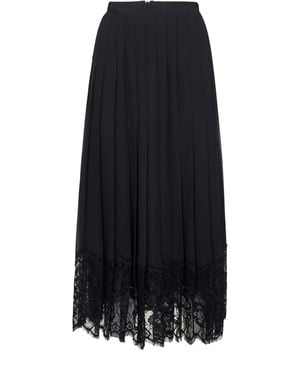Dolce & Gabbana Chiffon And Lace Pleated Midi Skirt - Blue