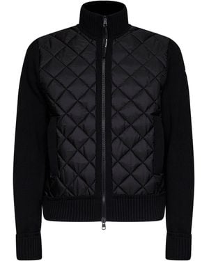 Moncler Wool And Cashmere Blend Zip-Up Padded Cardigan - Black