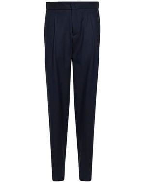 Giorgio Armani Chevron Wool And Cashmere Trousers - Blue