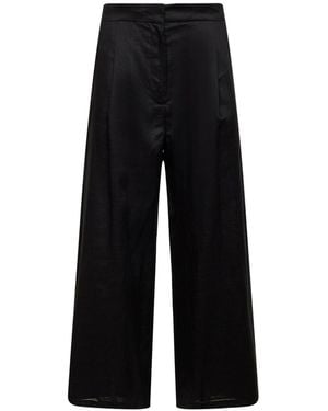 Max Mara Washed Ramie Canvas Msttartufo Cropped Trousers - Black