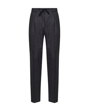 Tagliatore Anthracite Stretch Wool Newman Tailored Drawstring Pants - Blue