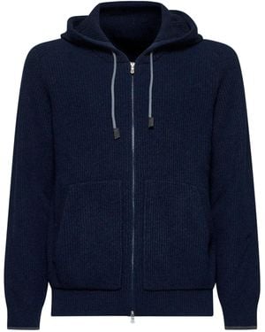 D 40 Felpa Con Cappuccio E Zip - Blu