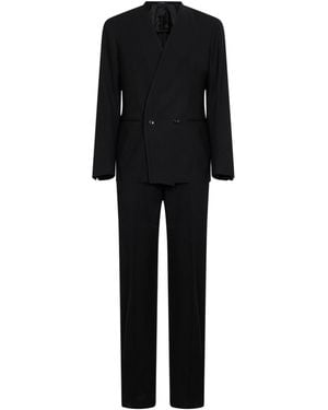 Tagliatore Stretch Virgin Wool Blend Double-Breasted Suit - Black