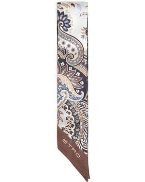 Etro Silk Twill Paisleyna With Paisley Pattern - White