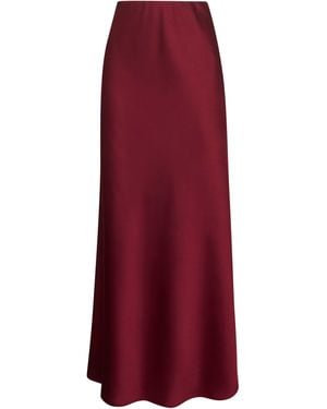 Blanca Vita Burgundy Satin Garra Long Flared Skirt