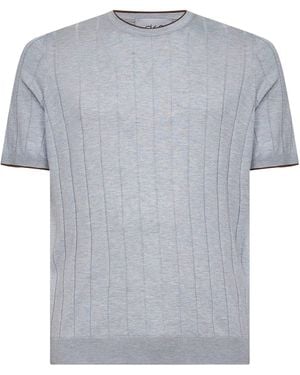 D 40 Flat-Ribbed Cotton Knit Crewneck Jumper - Grey