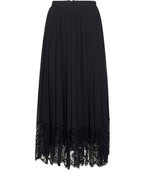 Dolce & Gabbana Chiffon And Lace Pleated Midi Skirt - Blue