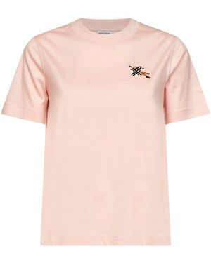 Burberry Cotton T-Shirt With Knight Check - Pink
