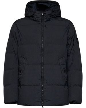 Stone Island Crinkle Reps Ny Hooded Down Jacket - Blue
